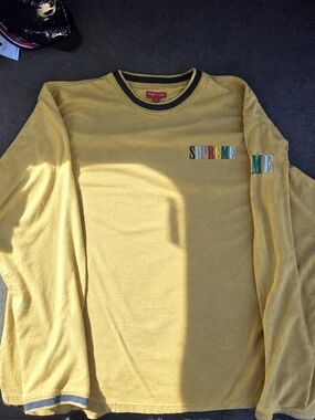 Supreme Multicolor Logo Yellow Long-Sleeve Tee